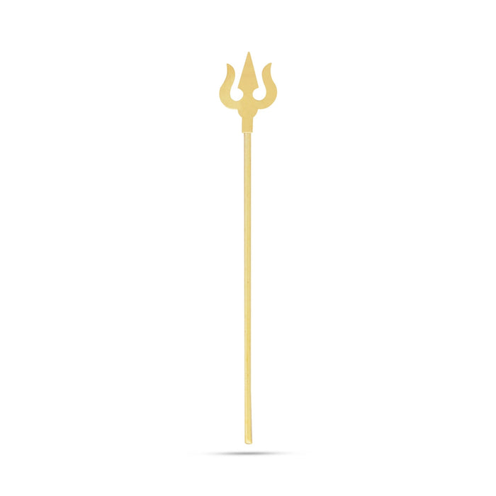 Soolam - 3.25 X 0.5 Inches | Brass Trishul/ Astra/ Divine Weapon For Temple Pooja