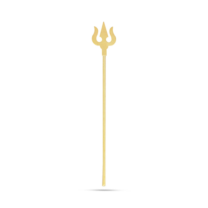 Soolam - 3.25 X 0.5 Inches | Brass Trishul/ Astra/ Divine Weapon For Temple Pooja