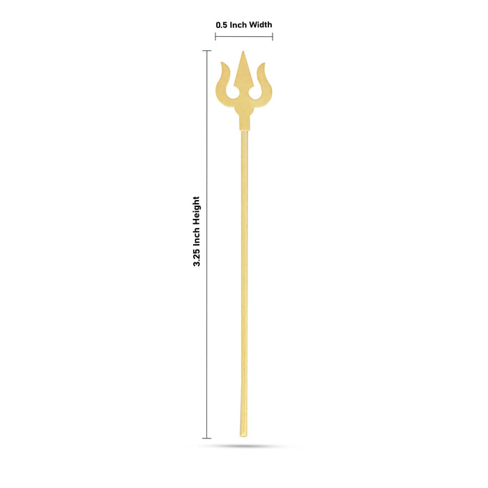 Soolam - 3.25 X 0.5 Inches | Brass Trishul/ Astra/ Divine Weapon For Temple Pooja