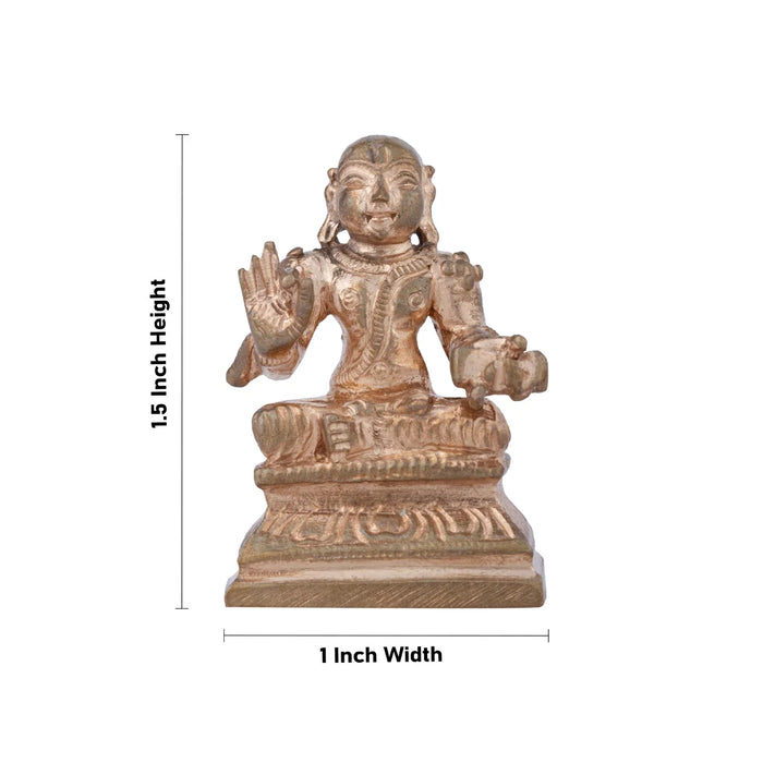 Vedanta Desikan Statue - 1.5 x 1 Inch | Panchaloha Idol/ Vedanta Desikar Idol for Pooja/ 60 Gms Approx