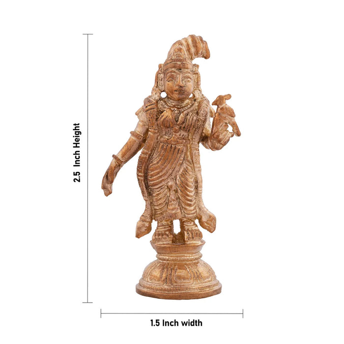 Andal Statue Standing On Base - 2.5 x 1.5 Inches | Panchaloha Statue/ Goda Devi/ Andal Idol for Pooja