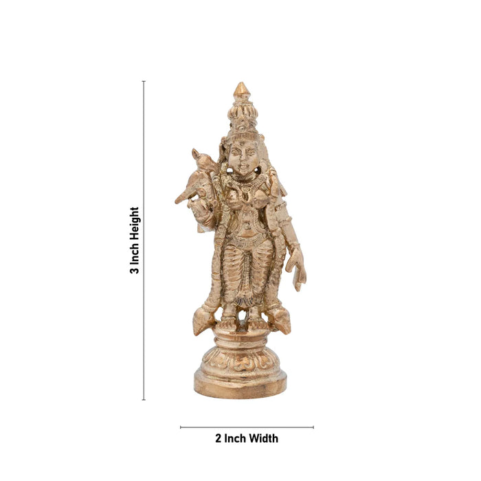 Meenakshi Statue Standing On Base - 3 x 2 Inches | Panchaloha Idol/ Meenakshi Amman Statue for Pooja