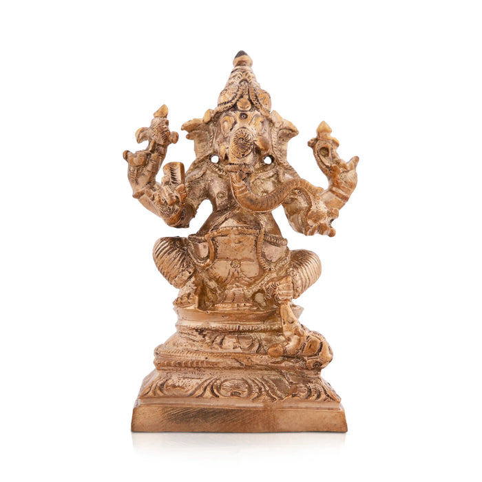 Ganesh Murti - 3 x 2 Inches | Panchaloha Statue/ Ganpati Murti for Pooja/ 295 Gms Approx