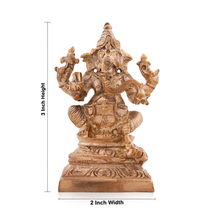 Ganesh Murti - 3 x 2 Inches | Panchaloha Statue/ Ganpati Murti for Pooja/ 295 Gms Approx