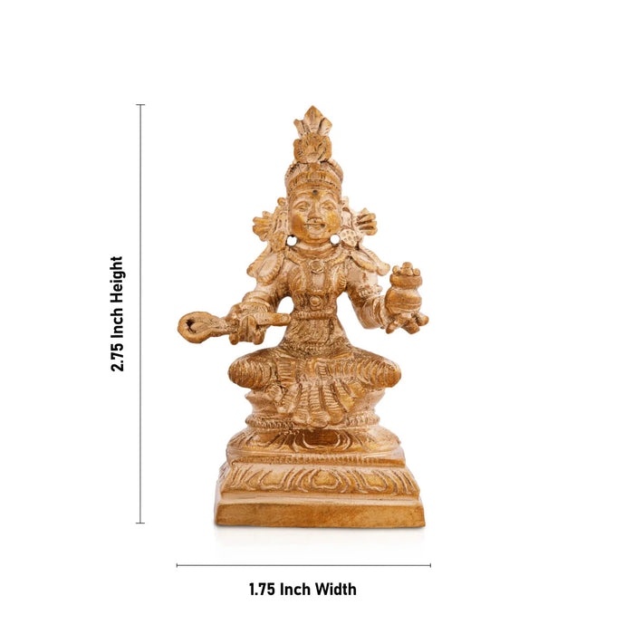 Annapurna Devi Sitting On Base - 2.75 x 1.75 Inches | Panchaloha Idol/ Annapoorani Statue for Pooja