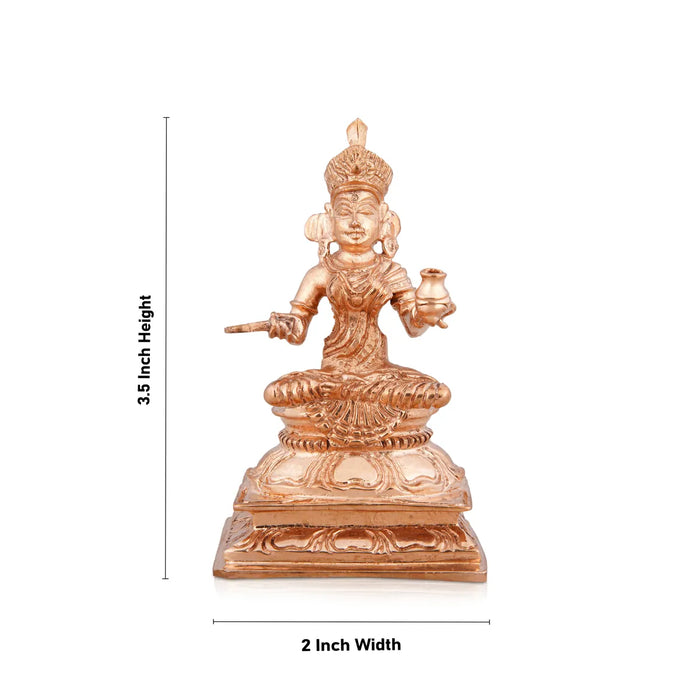 Annapurna Devi Sitting On Base - 3.5 X 2 Inches | Panchaloha Statue/ Annapoorani Statue For Worship & Pooja