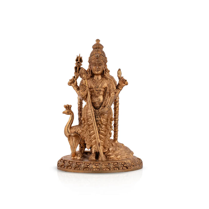 Murugan Statue Standing On Base With Peacock- 4 X 2.5 Inches | Panchaloha Statue/ Kartikeya Statue For Worship