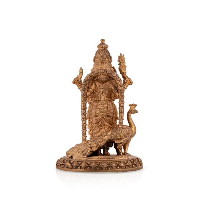Murugan Statue Standing On Base With Peacock- 4 X 2.5 Inches | Panchaloha Statue/ Kartikeya Statue For Worship