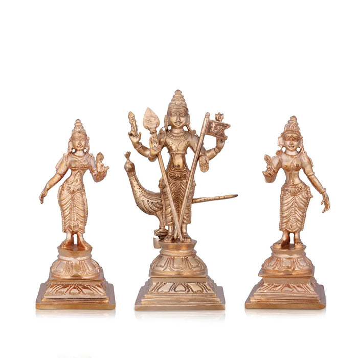 Murugan Valli Deivanai Statue Set - 5 X 2 Inches | Panchaloha Statue\ Murugan Valli Deivanai Idol For Pooja