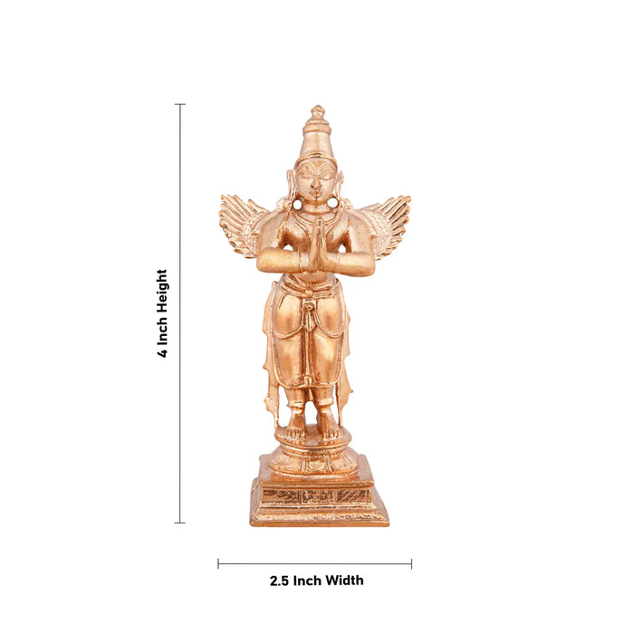 Garudan Statue Standing On Base - 4 X 2.5 Inches | Panchaloha Statue/ Garuda Idol/ Garuda Murti For Worship