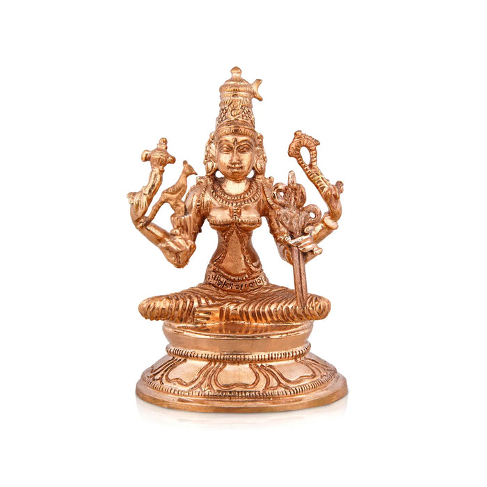 Kamakshi Idol Sitting On Base - 3.5 X 2 Inches | Panchaloha Statue/ Kamatchi Amman Statue For Worship & Pooja