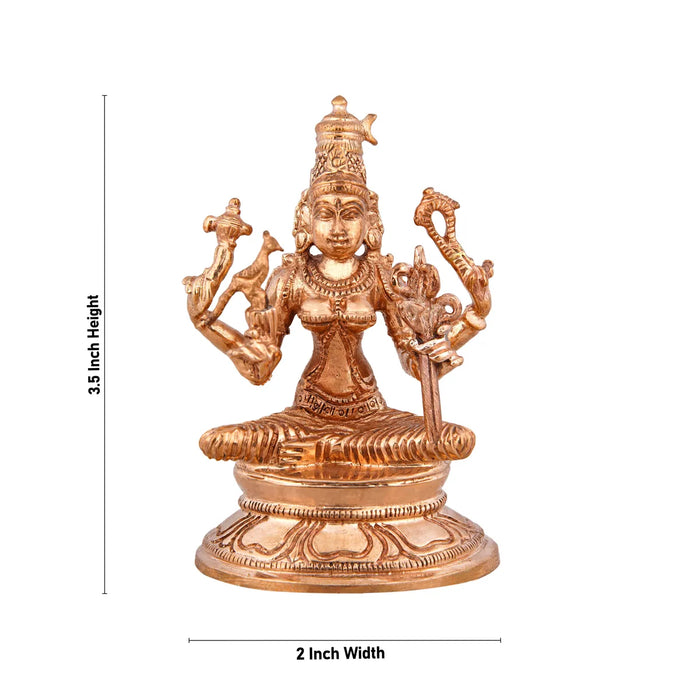 Kamakshi Idol Sitting On Base - 3.5 X 2 Inches | Panchaloha Statue/ Kamatchi Amman Statue For Worship & Pooja