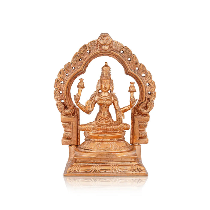 Lakshmi Idol Sitting On Base With Arch - 5 X 3.5 Inches | Panchaloha Statue/ Laxmi Idol For Pooja