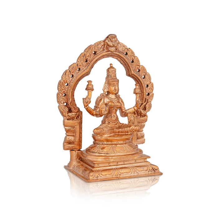 Lakshmi Idol Sitting On Base With Arch - 5 X 3.5 Inches | Panchaloha Statue/ Laxmi Idol For Pooja