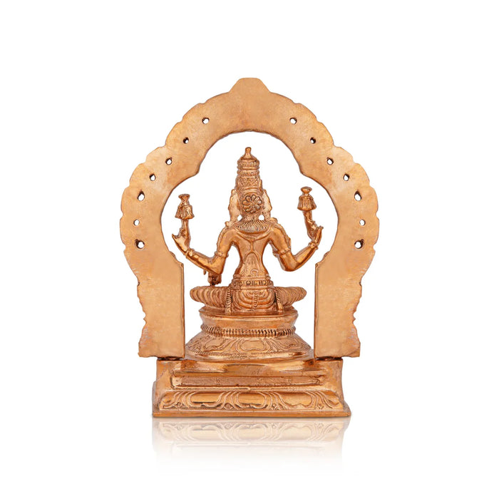 Lakshmi Idol Sitting On Base With Arch - 5 X 3.5 Inches | Panchaloha Statue/ Laxmi Idol For Pooja
