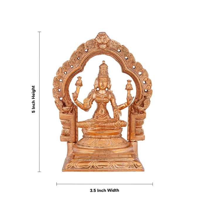 Lakshmi Idol Sitting On Base With Arch - 5 X 3.5 Inches | Panchaloha Statue/ Laxmi Idol For Pooja