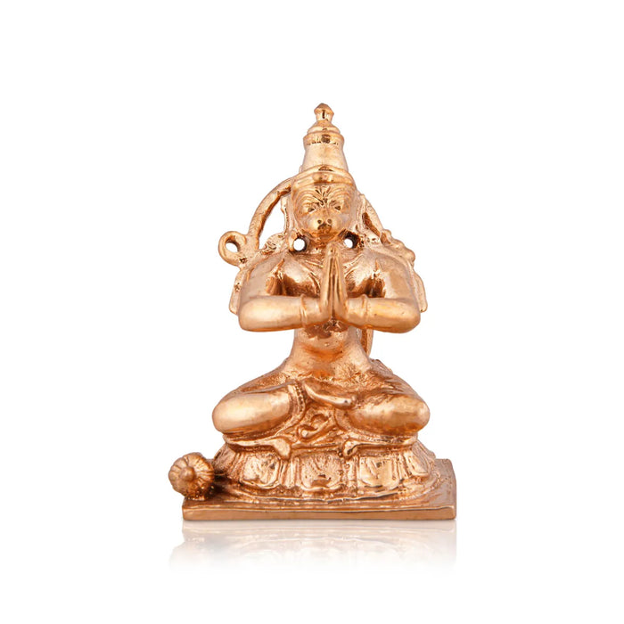 Anjaneya Statue Sitting On Base - 2.5 X 1.75 Inches | Panchaloha Statue/ Hanuman Statue For Worship