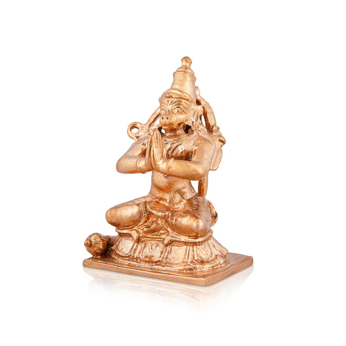 Anjaneya Statue Sitting On Base - 2.5 X 1.75 Inches | Panchaloha Statue/ Hanuman Statue For Worship