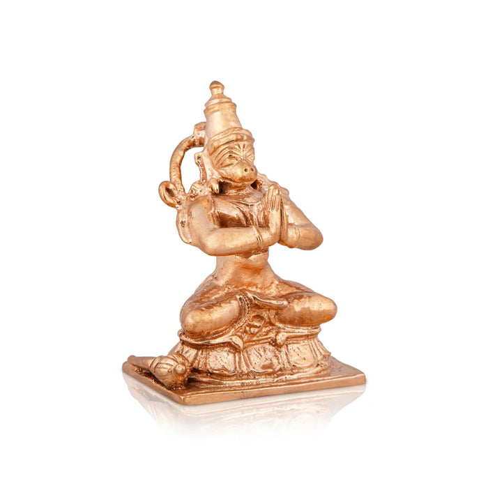 Anjaneya Statue Sitting On Base - 2.5 X 1.75 Inches | Panchaloha Statue/ Hanuman Statue For Worship