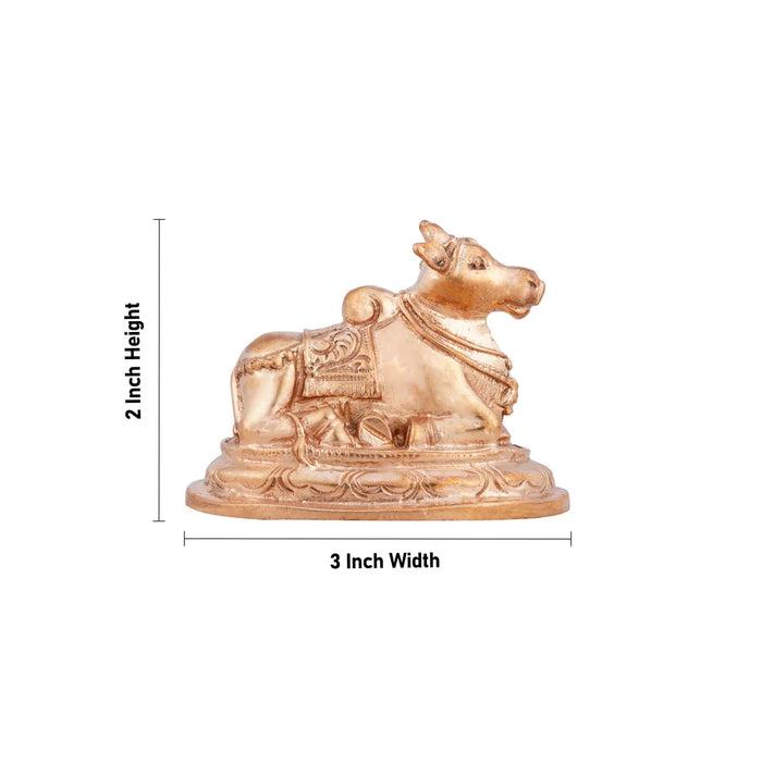 Nandi Statue With Base - 2 X 3 Inches | Panchaloha Statue/ Nandhi Statue/ Nandi Murti For Pooja