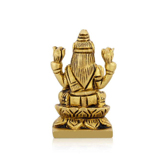 Lakshmi Idol Sitting On Flower Base - 2 x 1.5 Inches | Laxmi Idol/ Antique Brass Idol for Pooja