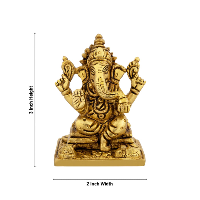 Lakshmi Idol With Ganesh Idol Pair - 3 x 2 Inches/ Antique Brass Idol/ Ganpati Murti And Laxmi Murti for Pooja