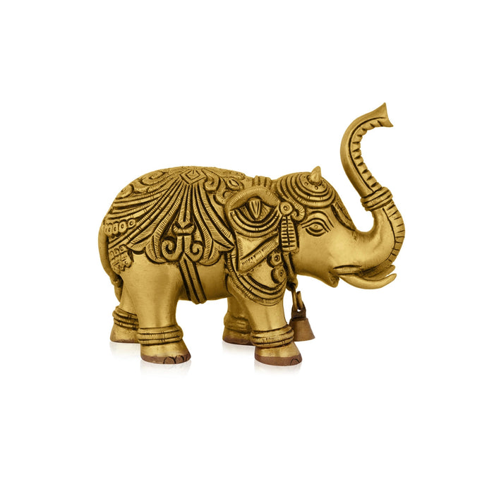 Trunk Up Elephant Statue - 4.5 x 5.5 Inches | Elephant Idol/ Antique Brass Idol for Home Decor