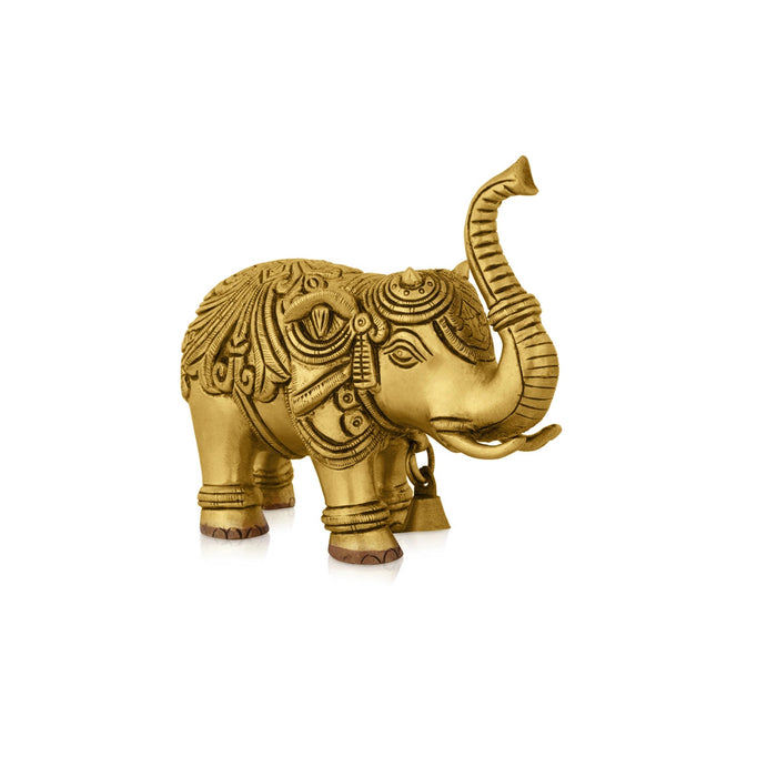 Trunk Up Elephant Statue - 4.5 x 5.5 Inches | Elephant Idol/ Antique Brass Idol for Home Decor