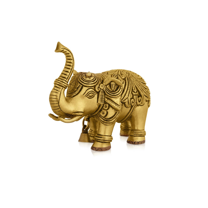 Trunk Up Elephant Statue - 4.5 x 5.5 Inches | Elephant Idol/ Antique Brass Idol for Home Decor