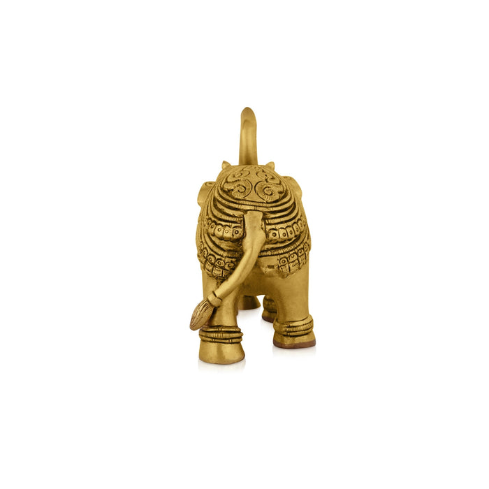 Trunk Up Elephant Statue - 4.5 x 5.5 Inches | Elephant Idol/ Antique Brass Idol for Home Decor