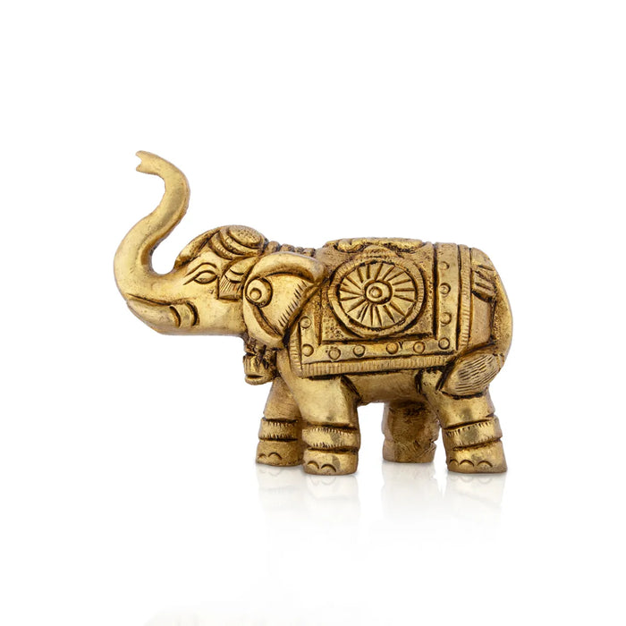 Trunk Up Elephant Statue - 2 x 3 Inches | Antique Brass Idol/ Elephant Sculpture for Home Decor