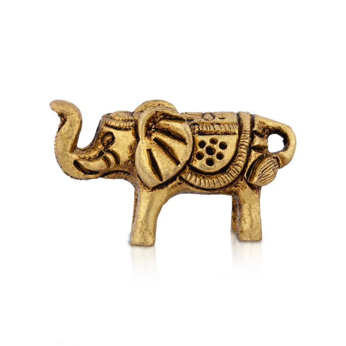 Trunk Up Elephant Statue - 1 x 1.5 Inches | Antique Brass Idol/ Elephant Idol for Home Decor