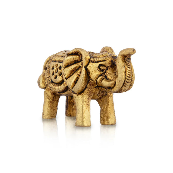Trunk Up Elephant Statue - 1 x 1.5 Inches | Antique Brass Idol/ Elephant Idol for Home Decor