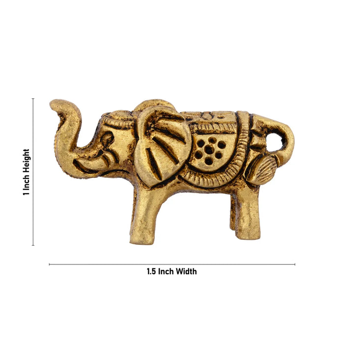 Trunk Up Elephant Statue - 1 x 1.5 Inches | Antique Brass Idol/ Elephant Idol for Home Decor