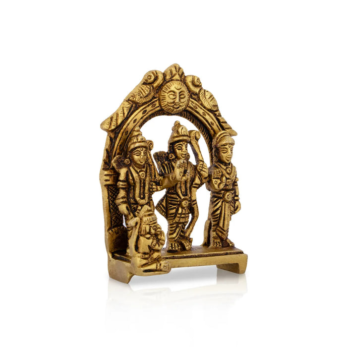 Ram Darbar Murti With Arch - 3.75 x 2.5 Inches | Ram Darbar Idol/ Antique Brass Idol for Pooja