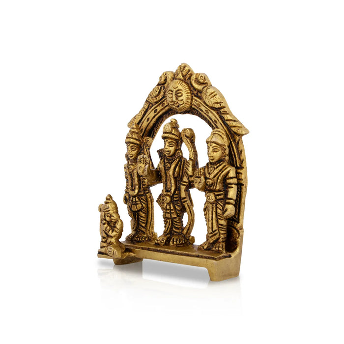 Ram Darbar Murti With Arch - 3.75 x 2.5 Inches | Ram Darbar Idol/ Antique Brass Idol for Pooja