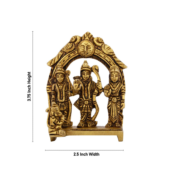 Ram Darbar Murti With Arch - 3.75 x 2.5 Inches | Ram Darbar Idol/ Antique Brass Idol for Pooja