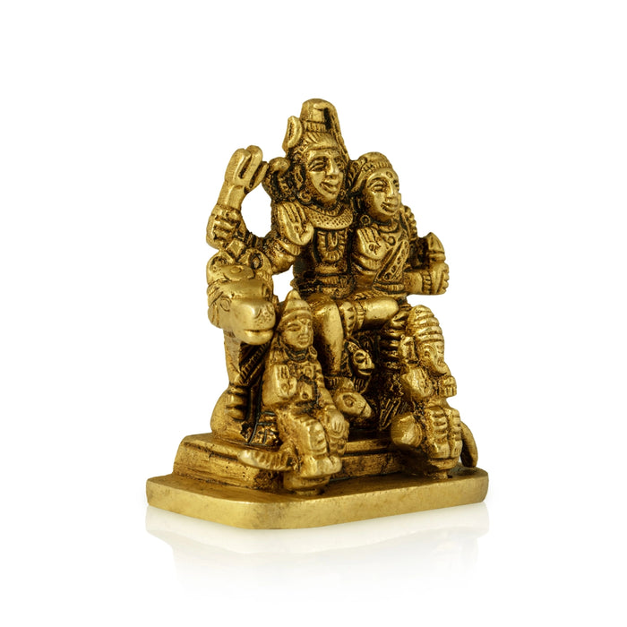 Shiv Family Murti - 2.75 x 2.5 Inches | Antique Brass Idol/ Shiva Family Statue for Pooja