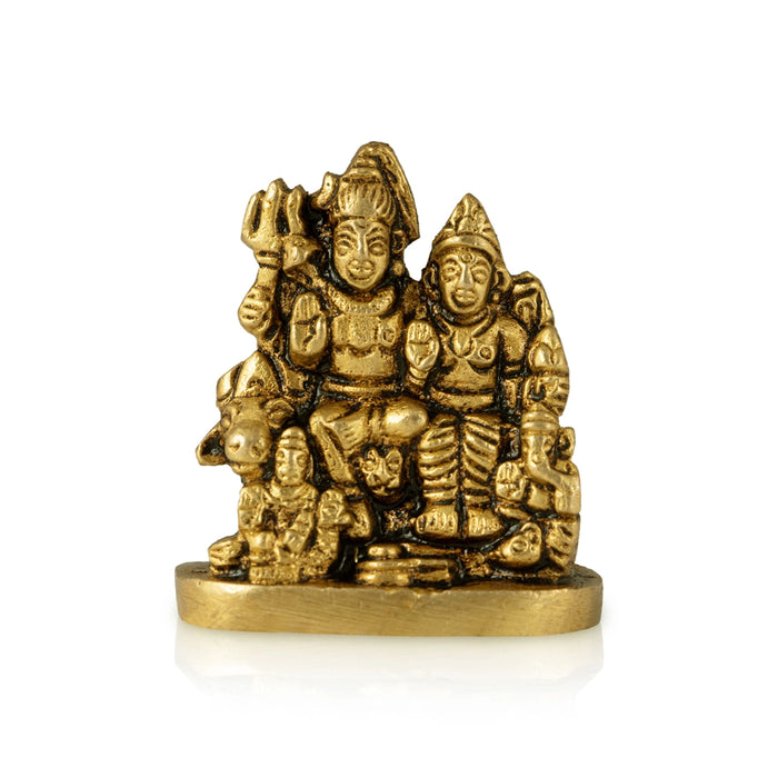 Shiv Family Murti - 1.5 x 1.5 Inches | Antique Brass Idol/ Shiva Family Statue for Pooja