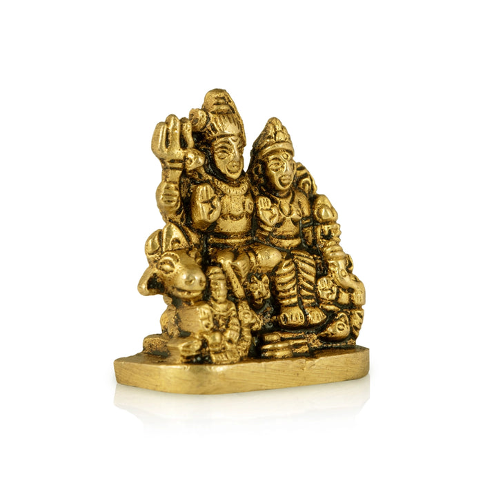 Shiv Family Murti - 1.5 x 1.5 Inches | Antique Brass Idol/ Shiva Family Statue for Pooja