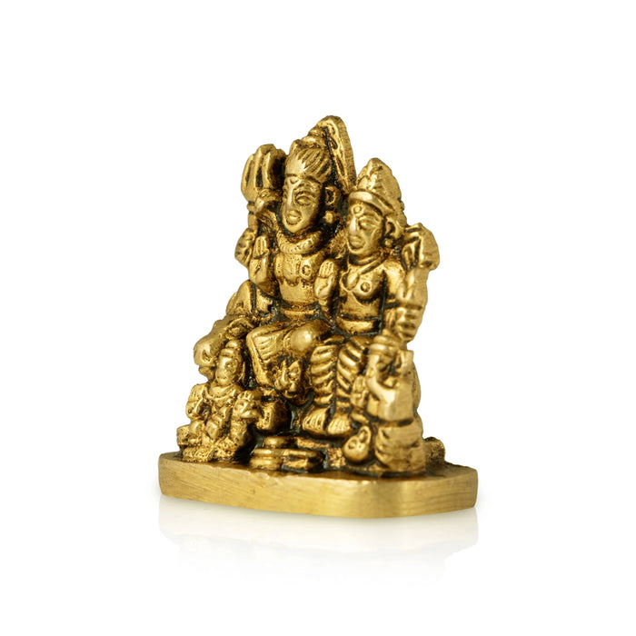 Shiv Family Murti - 1.5 x 1.5 Inches | Antique Brass Idol/ Shiva Family Statue for Pooja