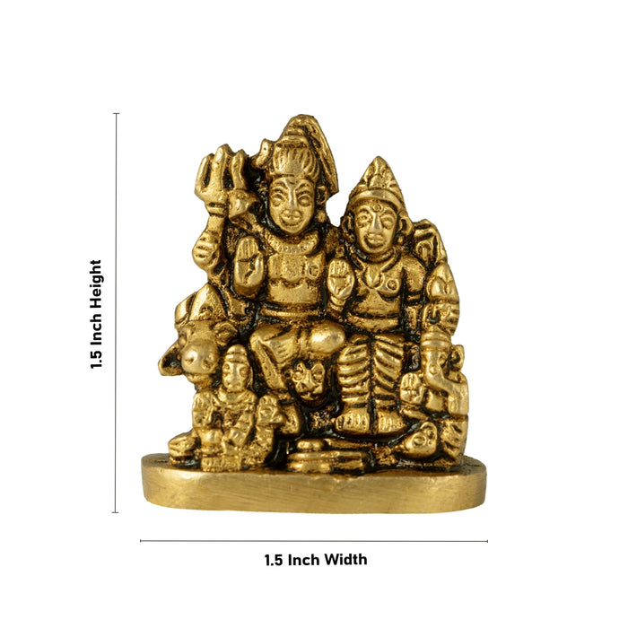 Shiv Family Murti - 1.5 x 1.5 Inches | Antique Brass Idol/ Shiva Family Statue for Pooja