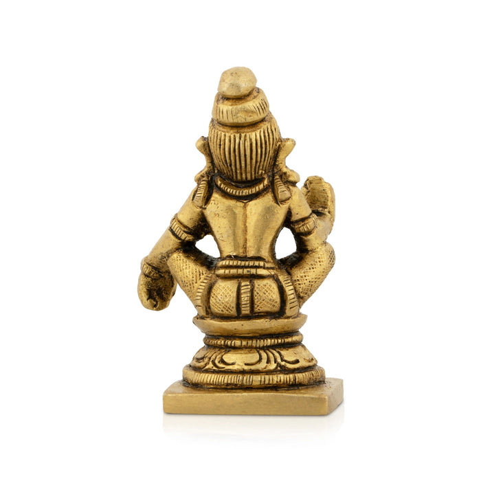 Ayyappan Statue Sitting On Base - 2.5 x 1.5 Inches | Ayyappa Idol/ Antique Brass Idol for Pooja