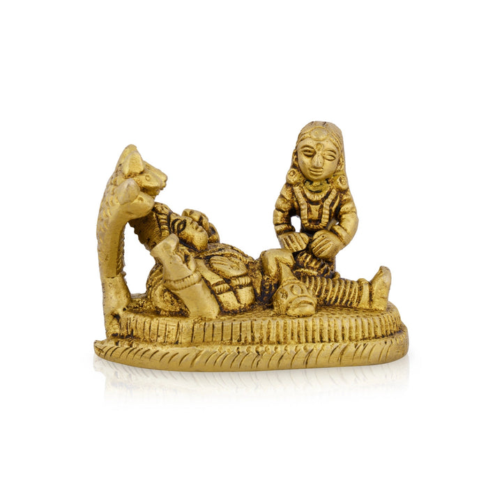 Vishnu Lakshmi Idol With Sheshnag - 2 x 2.5 Inches | Laxmi Vishnu Murti/ Antique Brass Idol for Pooja
