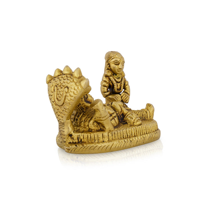 Vishnu Lakshmi Idol With Sheshnag - 2 x 2.5 Inches | Laxmi Vishnu Murti/ Antique Brass Idol for Pooja