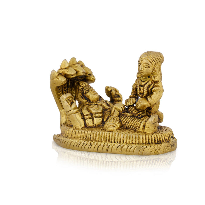 Vishnu Lakshmi Idol With Sheshnag - 2 x 2.5 Inches | Laxmi Vishnu Murti/ Antique Brass Idol for Pooja