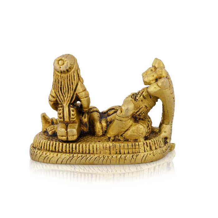 Vishnu Lakshmi Idol With Sheshnag - 2 x 2.5 Inches | Laxmi Vishnu Murti/ Antique Brass Idol for Pooja