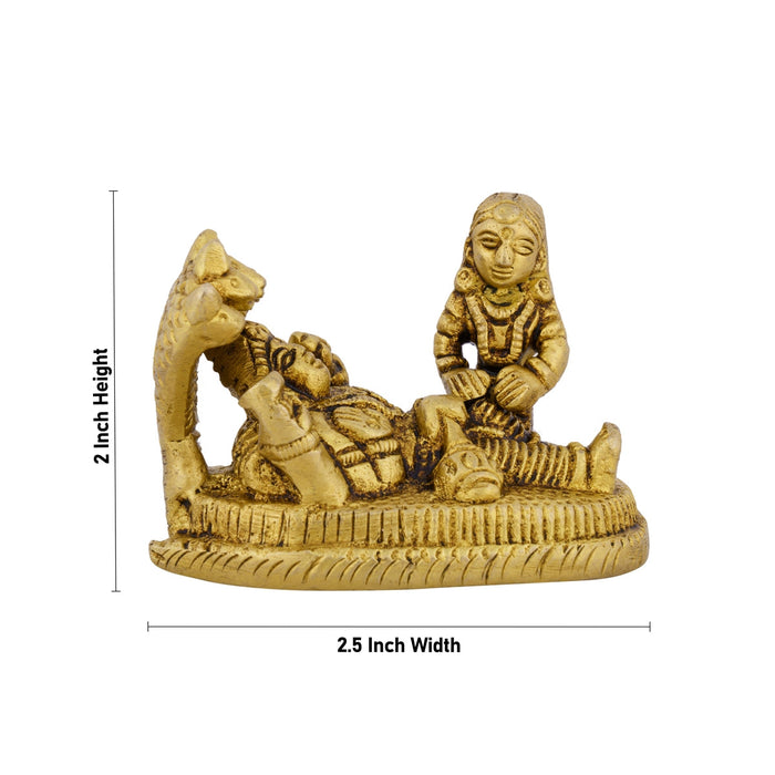Vishnu Lakshmi Idol With Sheshnag - 2 x 2.5 Inches | Laxmi Vishnu Murti/ Antique Brass Idol for Pooja