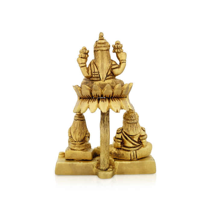 Kubera Lakshmi Statue With Chitralekha - 5 x 3.5 Inches | Laxmi Kuber Idol/ Antique Brass Idol for Pooja