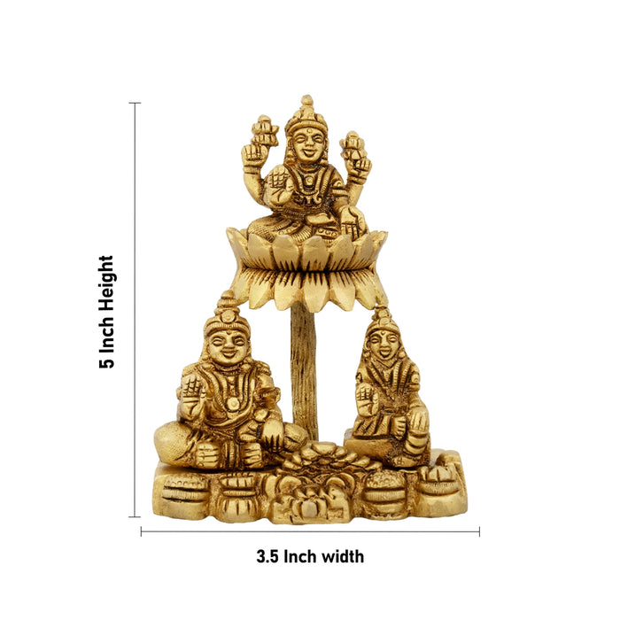 Kubera Lakshmi Statue With Chitralekha - 5 x 3.5 Inches | Laxmi Kuber Idol/ Antique Brass Idol for Pooja